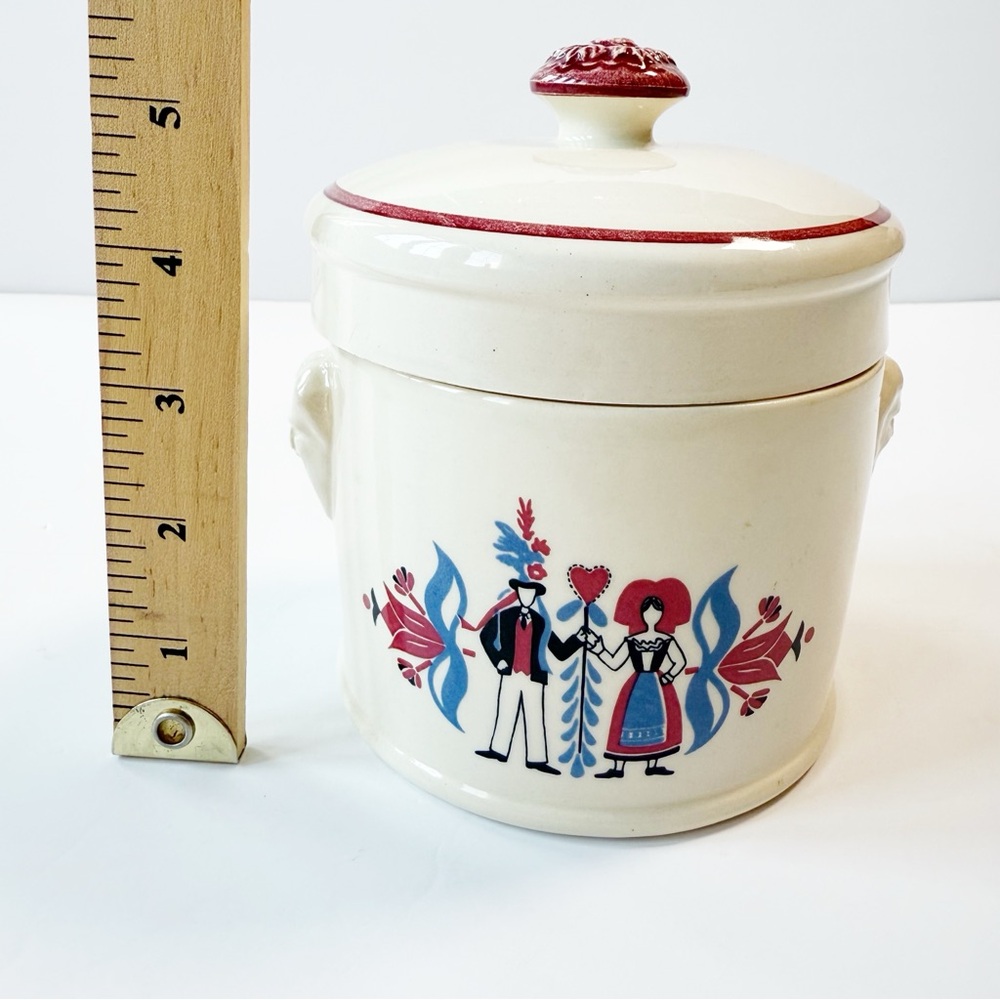 VTG 40s 60s Ribeauville French Cottage Country Folk Ceramic Jar Farmhouse Rustic - Picture 7 of 9